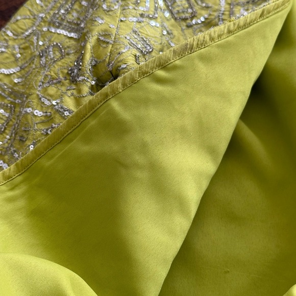 Chico's | Vintage 90s Silk Statement All Over Sequin Blazer, Chartreuse Green - Picture 7 of 9